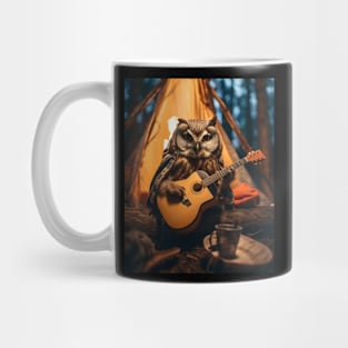 Cottagecore Aesthetic Owl Playing Guitar Camping Mug